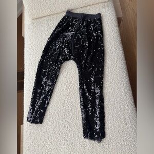 R13 Black Sequin Drop Crotch Pants